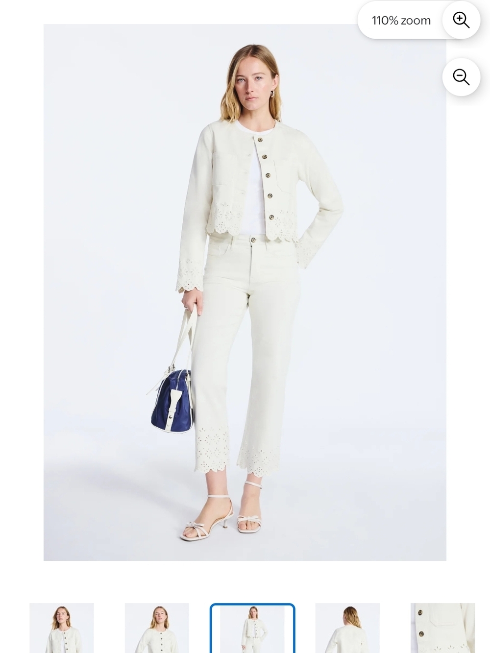 Free Assembly White Eyelet Hem Button-Front Women's Jacket - Picture 6 of 6